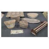 Metal Dishes, Strainer, Trays, Tins, Candle Mold.