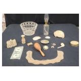 Mini Lamp, Wire Basket, & Trinkets