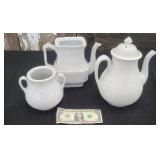Vintage Ironstone, Two Teapots, One Biscuit Jar