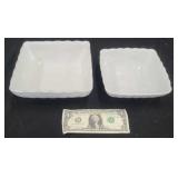Two Square Vintage Ironstone Baking/Serving Dishes