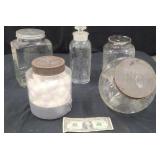 5 Vintage Glass Apothecary Jars