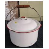 White/Red Rim Enamelware