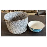 VTG Enamel Ware Pot and Bowl