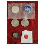 3 Eisenhower dollars, 1 Kennedy 1/2 dollar