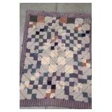 Vintage Hand-Made Patchwork Baby or Lap Quilt