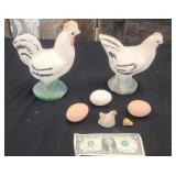 Vintage Ceramic Chicken, Rooster, Eggs