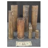 Vintage Copper Shell Casings,  Various Sizes