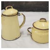 Graniteware Tea Pot & Sugar Bowl