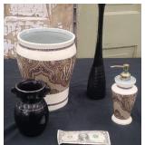 Black Amethyst Vases & Ceramic Bathroom Set