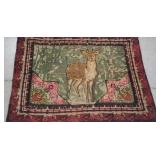 Large Vintage Wool Tapestry, Deer Design