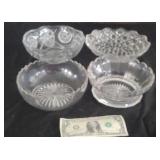 Four Clear Glass Serving Bowls