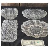 Four Clear Glass Serving Dishes