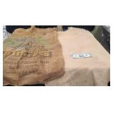 Vintage Potato Sack & Tanned Animal Hide