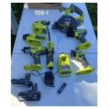 Ryobi 1/2impact, 1/2 drill, circ saw, 2 lights 3