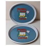 2 Maxwell House Coffee Metal Trays