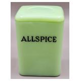 Jadeite Allspice Spice Canister Jar w/Lid