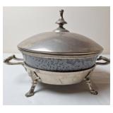 Gray Graniteware Casserole Dish w/Holder & Lid