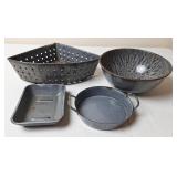 Gray Graniteware Corner Sink Strainer & Soap Dish