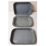 3 Gray Graniteware Baking Pans