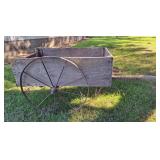 Primitive Wooden Cart w/Steel Wheels
