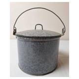 Gray Graniteware Berry Bucket/Pail w/Lid
