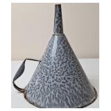 Gray Mottled Graniteware Funnel