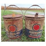 2 Havoline Motor Oil 5-Gallon Cans, Vintage