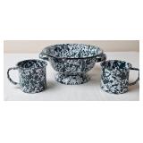 Green & White Splatter Graniteware Colander