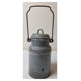 Gray Graniteware Milk/Cream Pail w/Lid