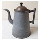 Gray Graniteware Coffee Pot