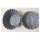 2 Gray Mottled Graniteware Jello Molds