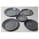 5 Gray Graniteware Pie Plates