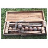 Croquet Set In Wooden Box, Vintage