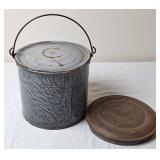Gray Graniteware Berry Bucket/Pail w/Lids