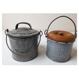 2 Gray Graniteware Small Buckets/Pails