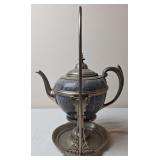 Gray Graniteware "Spirit Kettle" w/Stand