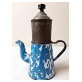 Blue & White Graniteware Coffee Pot Boiler