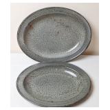 2 Gray Graniteware Oval Platters
