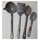 Gray Graniteware Kitchen Utensils