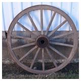 Wood Spoke Wagon Wheel w/Steel Band & Hub