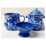 Blue & White Splatter Graniteware Cream & Sugar