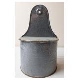 Gray Graniteware Wall Pocket / Salt Box