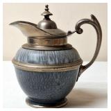 Gray Graniteware Cream Pitcher w/Pewter Look Trim