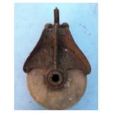 Cast Iron & Wood Barn Pulley, Antique