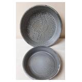 2 Gray Graniteware Round Cake Pans