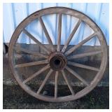 Wood Spoke Wagon Wheel w/Steel Band & Hub