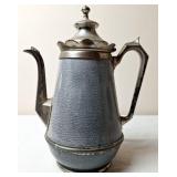 Gray Graniteware Coffee Pot w/Pewter Look Trim