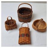 4 Miniature Woven Baskets