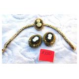 Cameo Bracelt & Clip on Earrings