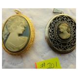2 cameo Lockets No Chains